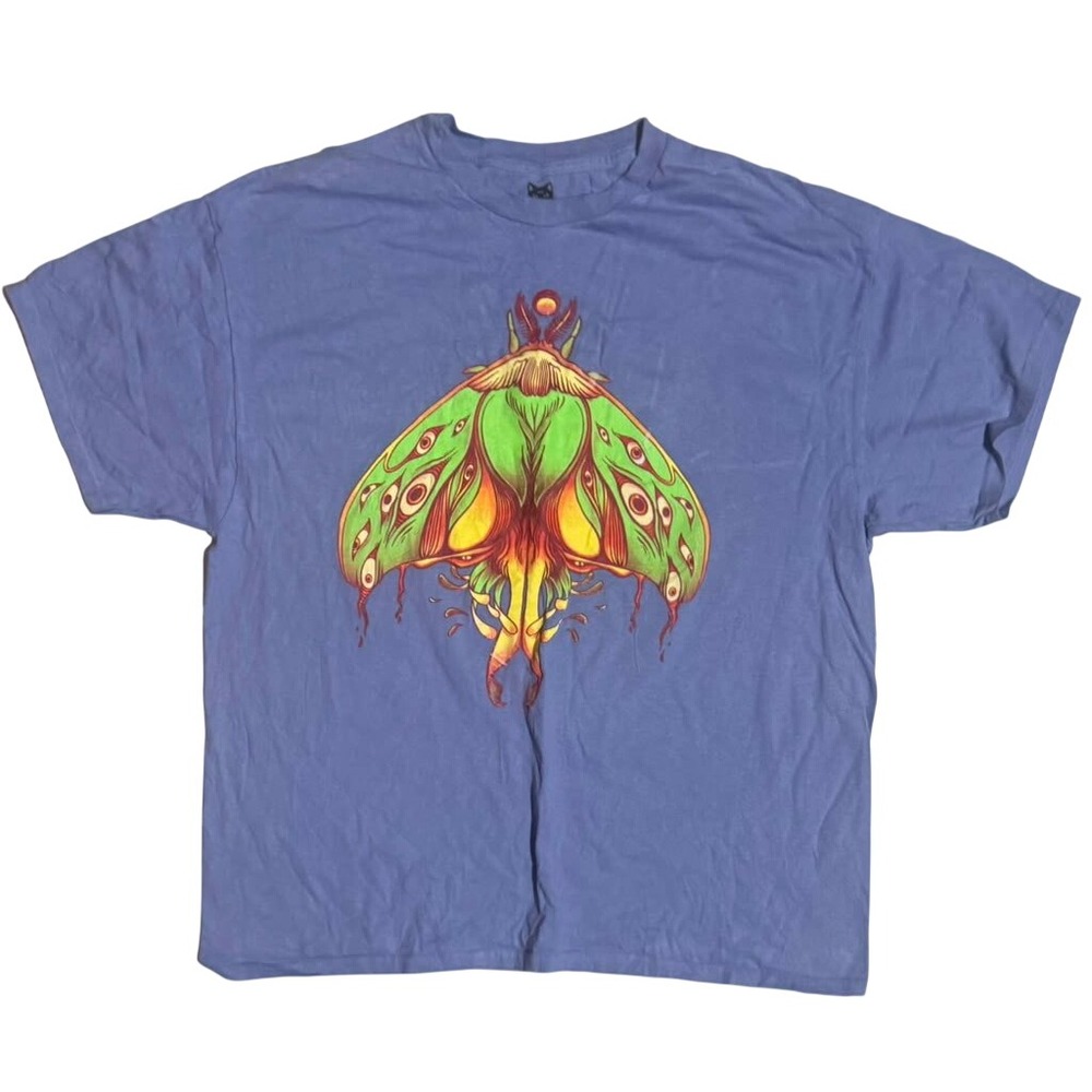 Cellsdividing Goodie Two Sleeves Moth Graphic Tee Blue Y2K Surrealist Shirt XL